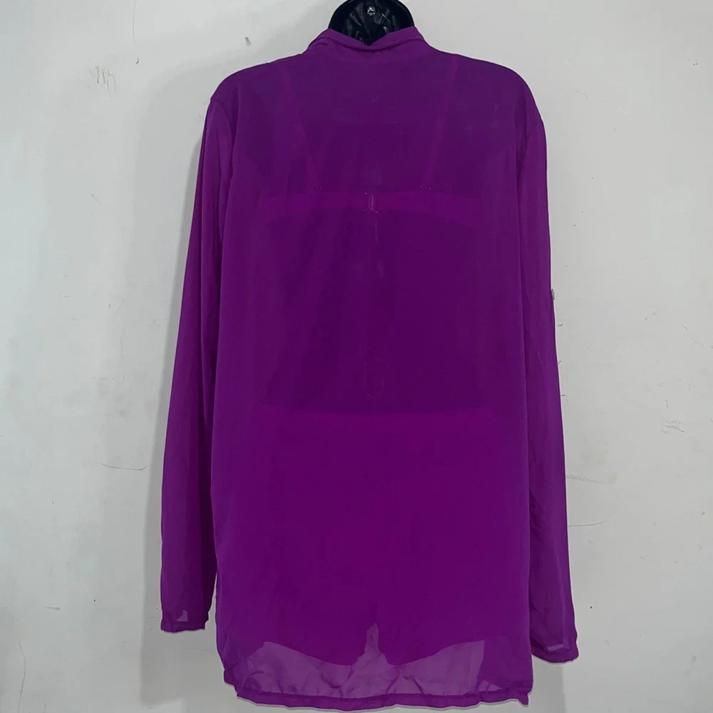 Matte Collection Purple 3 Piece Bikini Set Sheer Cover Up Small